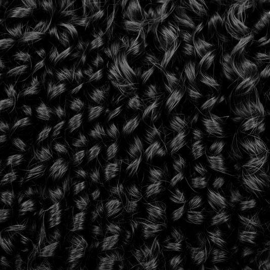 Curly Weft - 100% Echthaar - Remy Haarqualität - Lockige Tressen - 60cm - schwarz