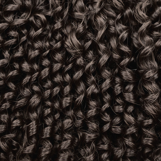 Curly Weft - 100% Echthaar - Remy Haarqualität - Lockige Tressen - 60cm - Dunkelbraun